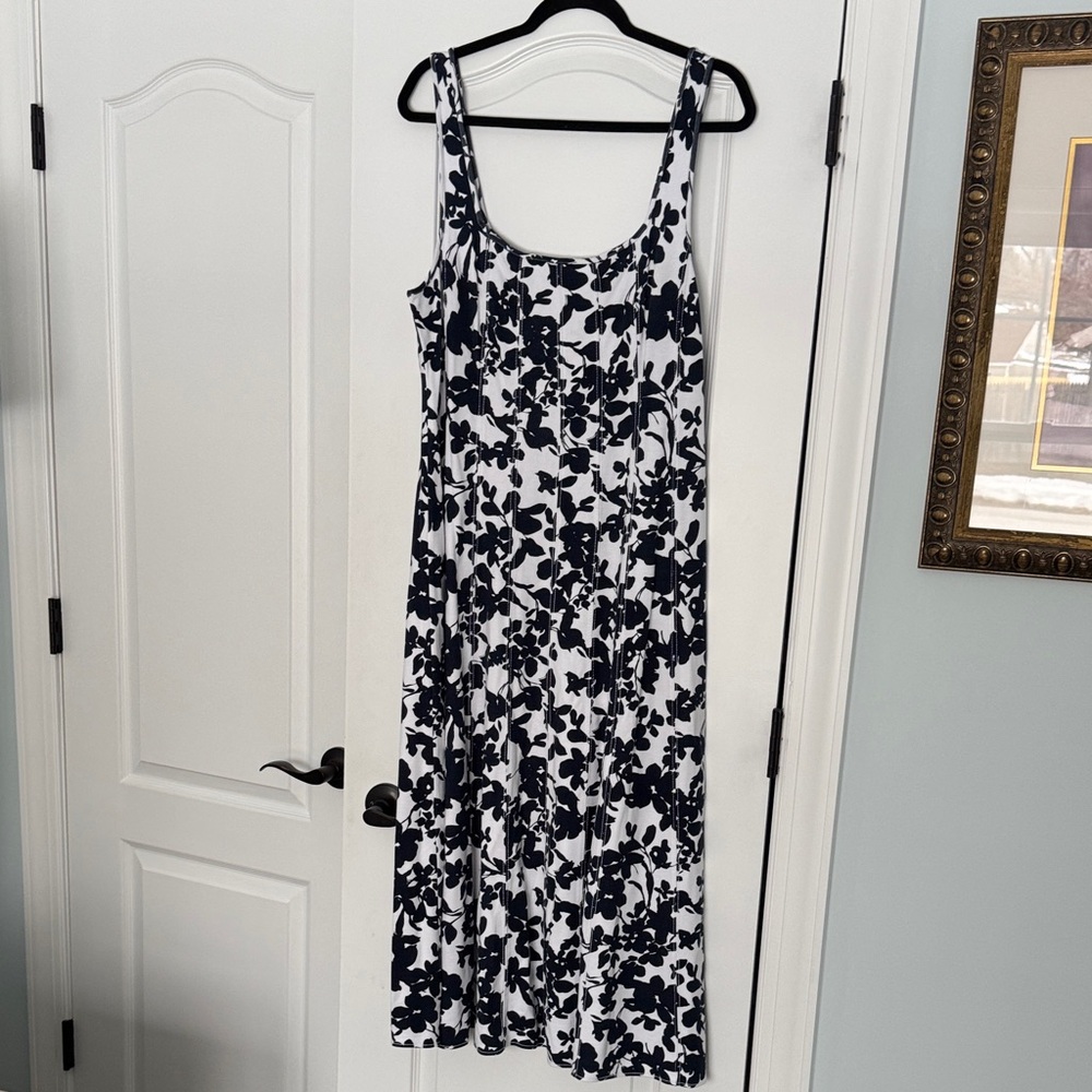 LOFT Black and White Floral Maxi Dress